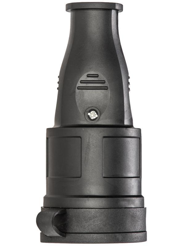 Розетка 16А IP44 прямая с заземл. каучук черн. КОСМОС RKsm-Z-IP(B)16A