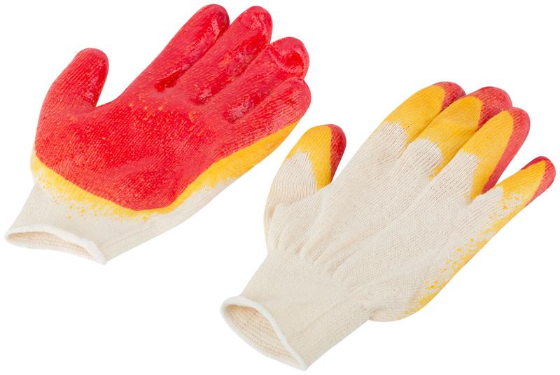 Перчатки вязаные с двойной латексной заливкой наладонника х/б 12469