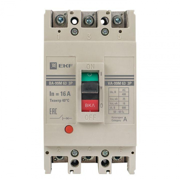 Выключатель автоматический 3п 63/16А 25кА ВА-99М PROxima EKF mccb99-63-16m